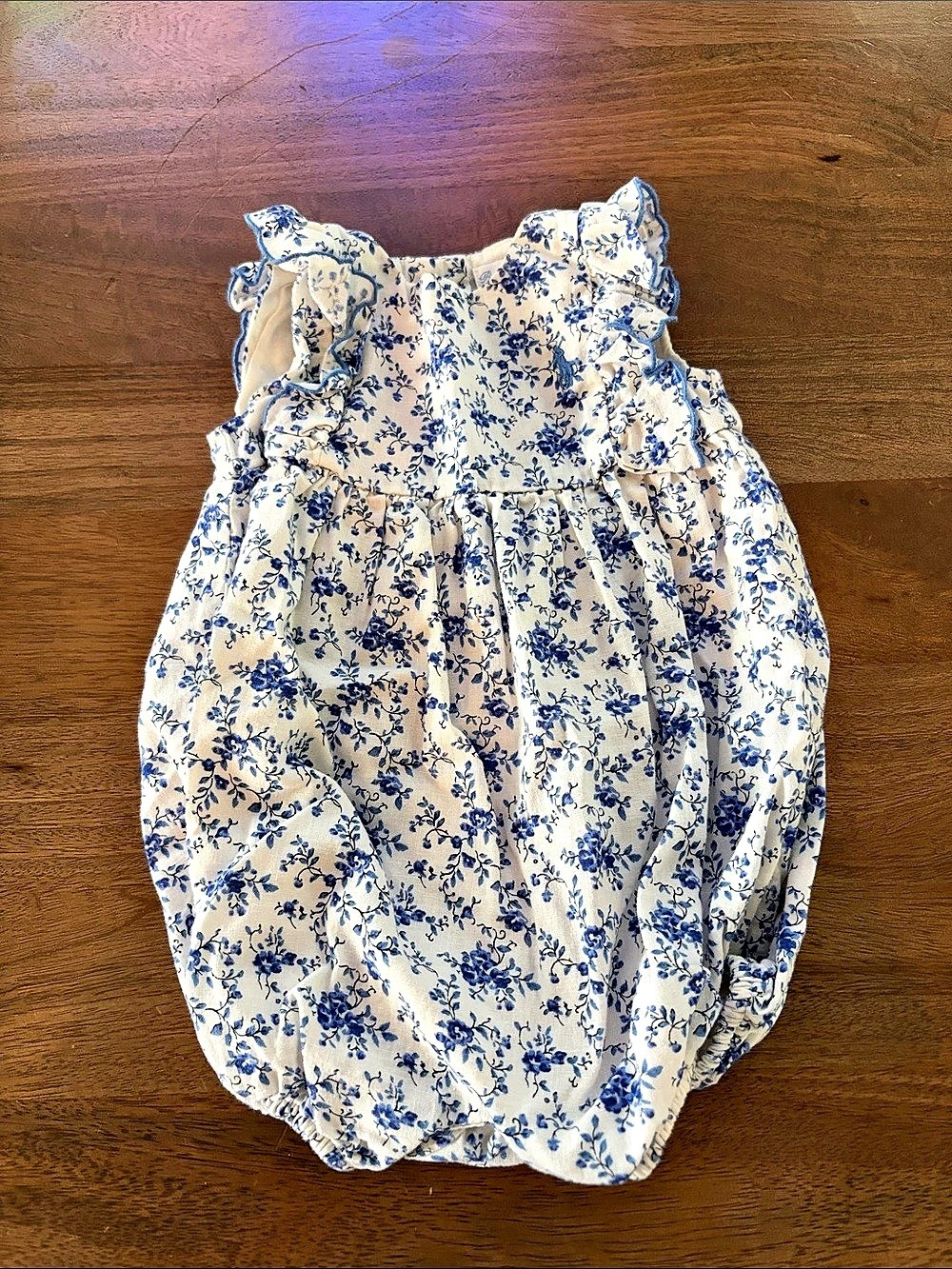 Floral Baby Bubble in Blue & White